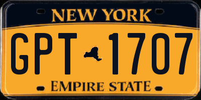 NY license plate GPT1707