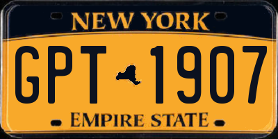 NY license plate GPT1907