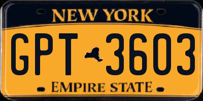 NY license plate GPT3603