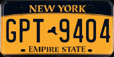 NY license plate GPT9404