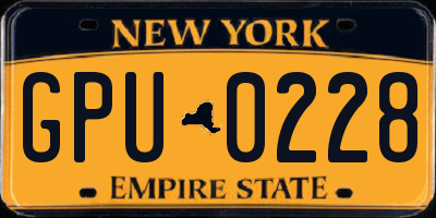 NY license plate GPU0228