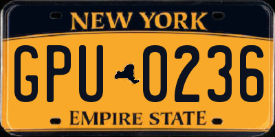 NY license plate GPU0236