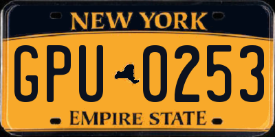 NY license plate GPU0253