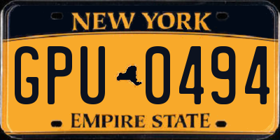 NY license plate GPU0494