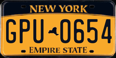 NY license plate GPU0654