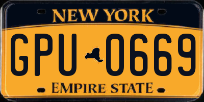 NY license plate GPU0669