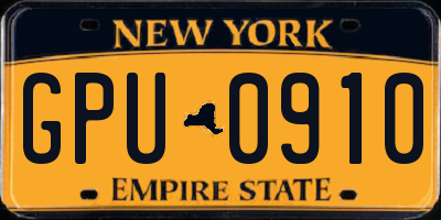 NY license plate GPU0910