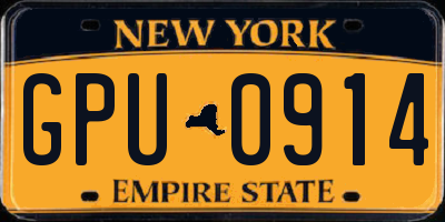 NY license plate GPU0914