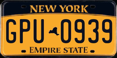 NY license plate GPU0939
