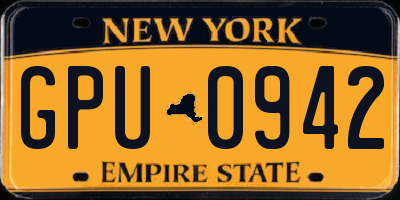 NY license plate GPU0942