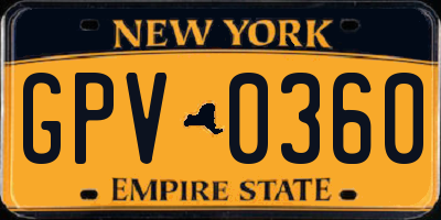 NY license plate GPV0360