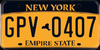 NY license plate GPV0407