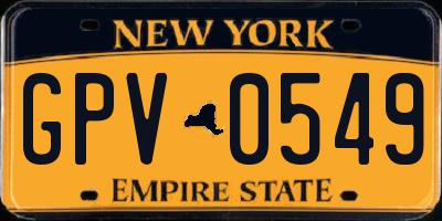 NY license plate GPV0549