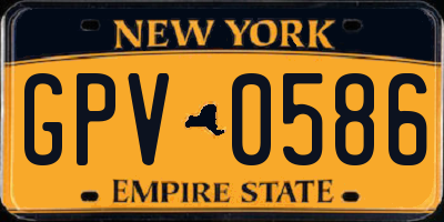 NY license plate GPV0586