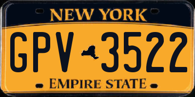 NY license plate GPV3522