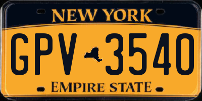 NY license plate GPV3540