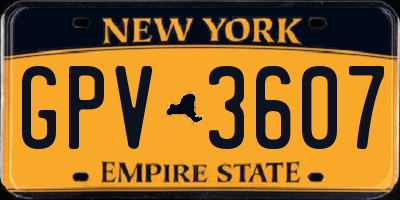 NY license plate GPV3607