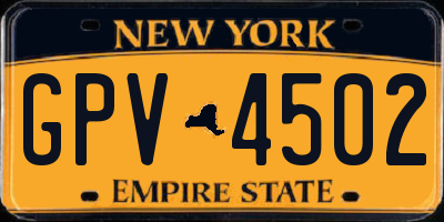NY license plate GPV4502
