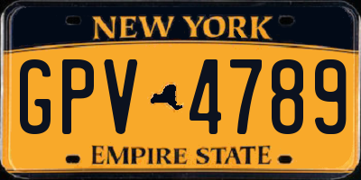 NY license plate GPV4789