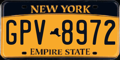 NY license plate GPV8972