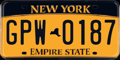NY license plate GPW0187