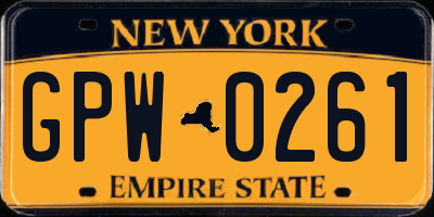 NY license plate GPW0261