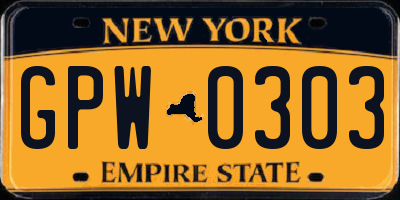 NY license plate GPW0303