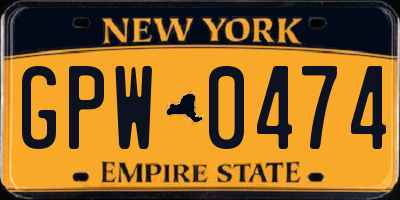 NY license plate GPW0474