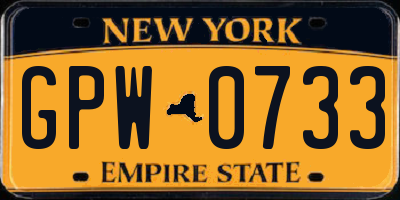 NY license plate GPW0733