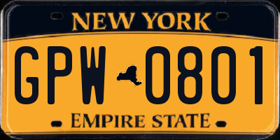 NY license plate GPW0801