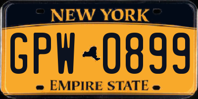 NY license plate GPW0899