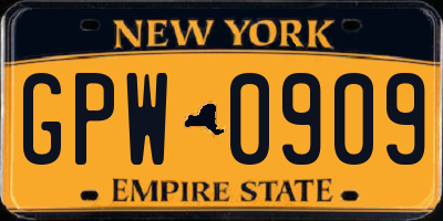 NY license plate GPW0909