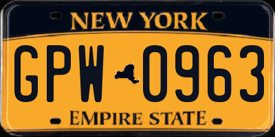 NY license plate GPW0963