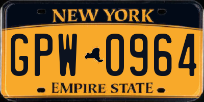 NY license plate GPW0964