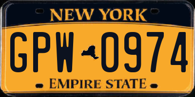 NY license plate GPW0974