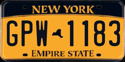 NY license plate GPW1183