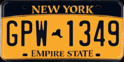 NY license plate GPW1349