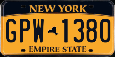 NY license plate GPW1380