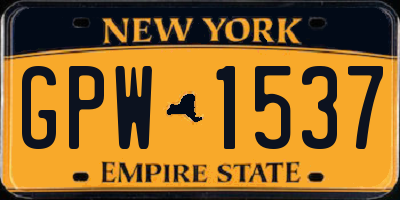 NY license plate GPW1537