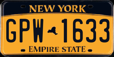 NY license plate GPW1633