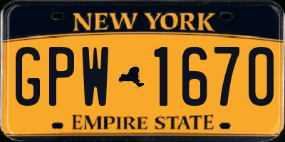 NY license plate GPW1670