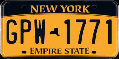 NY license plate GPW1771