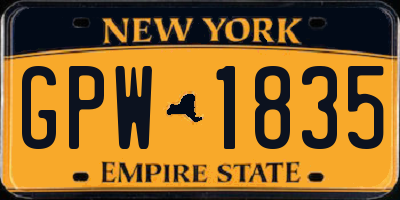 NY license plate GPW1835