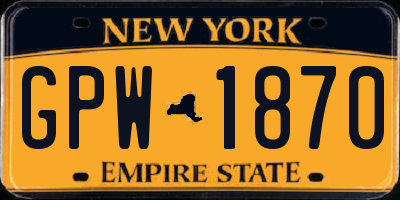 NY license plate GPW1870