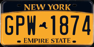 NY license plate GPW1874