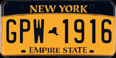 NY license plate GPW1916