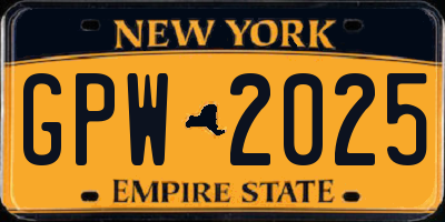 NY license plate GPW2025
