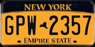 NY license plate GPW2357