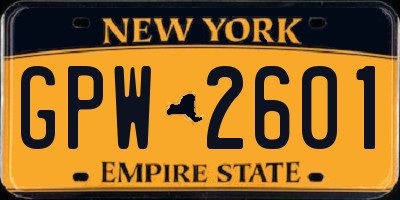 NY license plate GPW2601