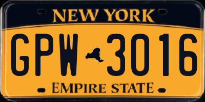 NY license plate GPW3016